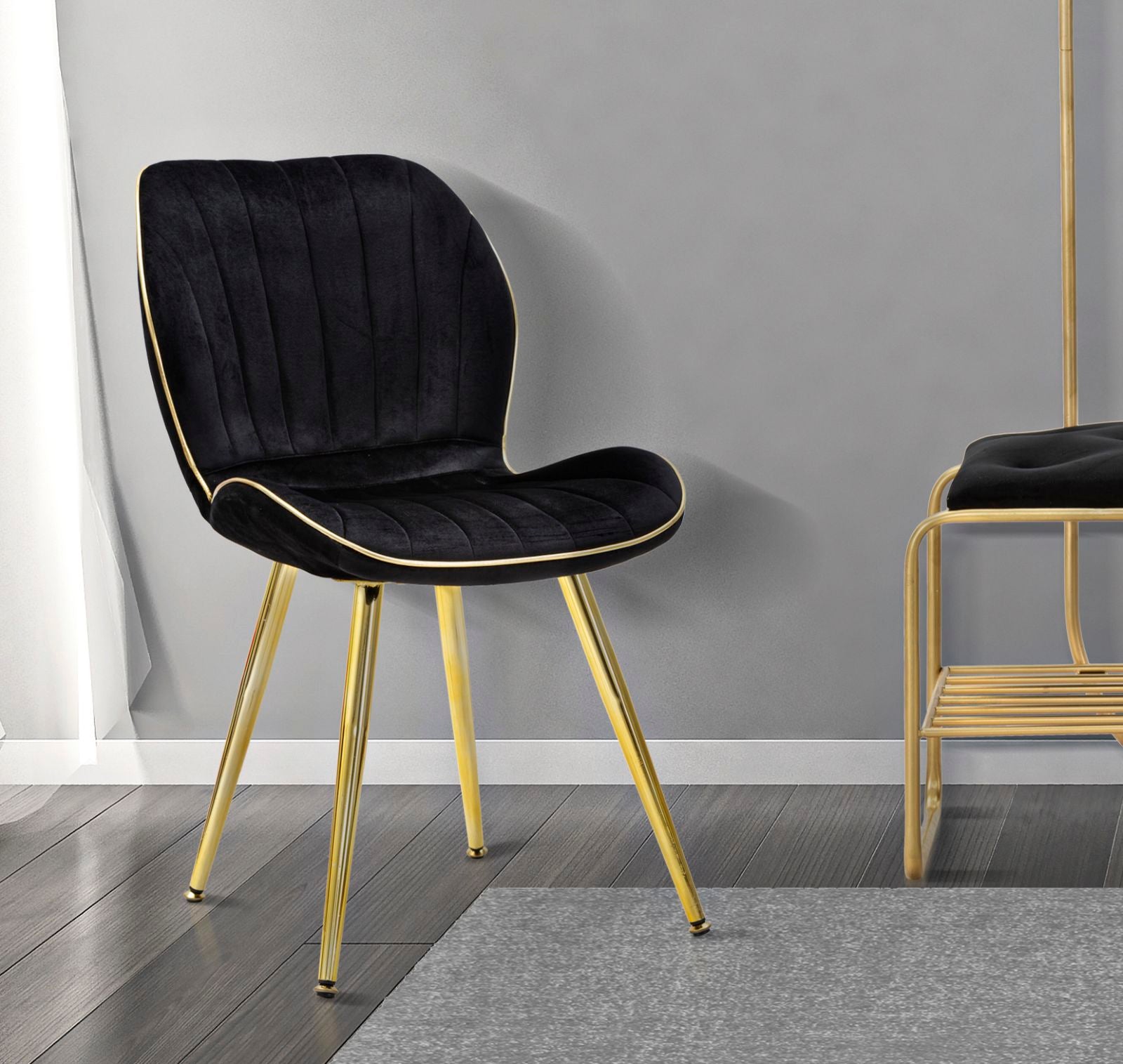 PARIS CHAIR SPACE BLACK/GOLD SET 2 PZ CM 46X58X77