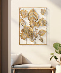 Panneau mural décoratif 3D en métal doré Jungle