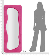Miroir mural Theodor cadre en bois Velours Fuchsia