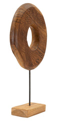 Sculpture ronde Teck recyclé avec motifs irréguliers