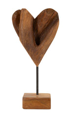Sculpture cœur teck recyclé