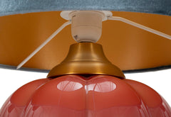 Lampe de table Hélène Verre Rouge abat-jour Velours Bleu