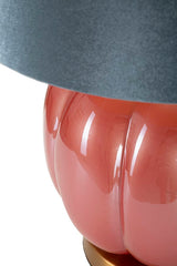 Lampe de table Hélène Verre Rouge abat-jour Velours Bleu