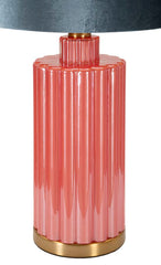 Lampe de table Hélène Verre Rouge abat-jour Velours Bleu