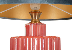 Lampe de table Hélène Verre Rouge abat-jour Velours Bleu