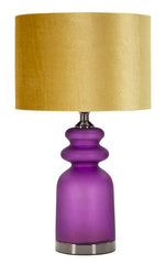 Lampe de table Milva verre violet et abat-jour velours doré