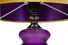 Lampe de table Milva verre violet et abat-jour velours doré