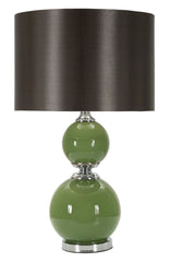 Lampe de table Eva Verre Vert et Velours Noir