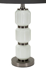 Lampe de table Bright Three Verre Blanc abat-jour Velours Gris