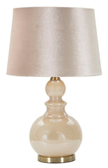 Lampe de table Perly Tower Verre Crème abat-jour Velours Crème