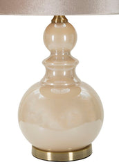 Lampe de table Perly Tower Verre Crème abat-jour Velours Crème