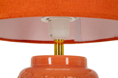 Lampe de table orange avec abat-jour en tissu orange