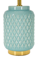 Lampe de table carrée turquoise abat-jour ciel