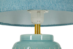 Lampe de table carrée turquoise abat-jour ciel