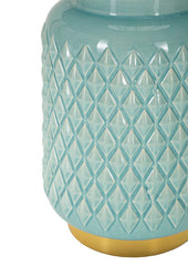 Lampe de table carrée turquoise abat-jour ciel