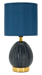 Lampe de chevet Flavi base bleue abat-jour tissu bleu