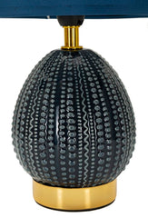 Lampe de chevet Flavi base bleue abat-jour tissu bleu