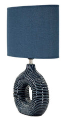 Lampe de table Seta bleue abat-jour tissu bleu