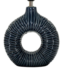 Lampe de table Seta bleue abat-jour tissu bleu