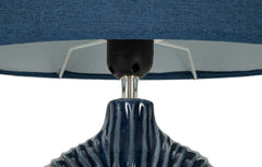 Lampe de table Seta bleue abat-jour tissu bleu