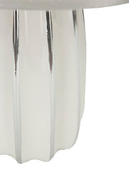Lampe de table Emmi céramique blanche et abat-jour tissu argenté