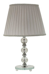 Lampe de table Tolly métal argenté et verre abat-jour tissu gris