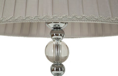 Lampe de table Tolly métal argenté et verre abat-jour tissu gris