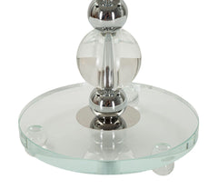 Lampe de table Tolly métal argenté et verre abat-jour tissu gris