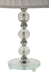 Lampe de table Tolly métal argenté et verre abat-jour tissu gris