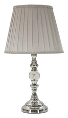 Lampe de table Tilly métal argenté et abat-jour en tissu gris