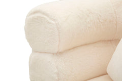 Fauteuil Soffy Blanc fourrure synthétique pieds Dorés