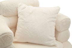 Fauteuil Soffy Blanc fourrure synthétique pieds Dorés