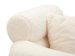 Fauteuil Soffy Blanc fourrure synthétique pieds Dorés