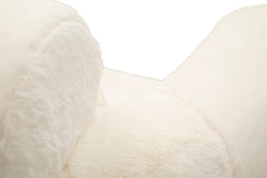 Fauteuil Soffy Blanc fourrure synthétique pieds Dorés