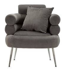 Fauteuil Silvery Plus Velours Gris pieds Argent