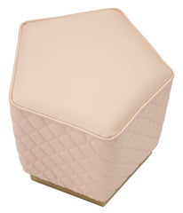 Pouf pentagonal matelassé Sharon Simili cuir Rose base Or