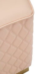 Pouf pentagonal matelassé Sharon Simili cuir Rose base Or