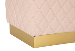 Pouf pentagonal matelassé Sharon Simili cuir Rose base Or