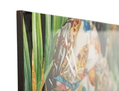 Horloge murale Kloe avec motif femme et perroquet couleurs vives