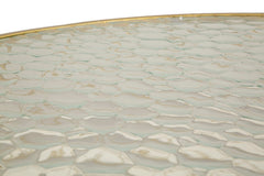 Ensemble de 4 tables en métal doré design en diamant plateau en verre trempé