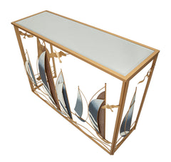 Console en métal doré avec voiliers