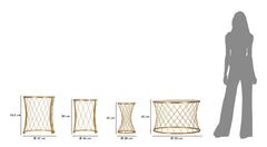 Ensemble de 4 tables en métal doré design en diamant plateau en verre trempé