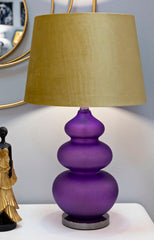 Lampe de table Milva Verre Violet abat-jour Velours Doré