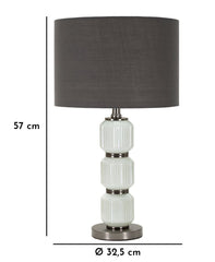 Lampe de table Bright Three Verre Blanc abat-jour Velours Gris