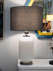 Lampe de table Brighty Verre Blanc abat-jour Velours Gris