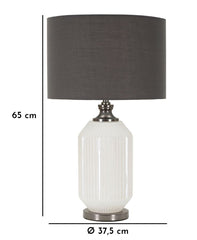 Lampe de table Brighty Verre Blanc abat-jour Velours Gris