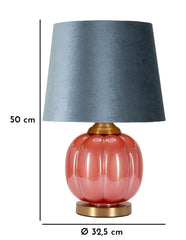 Lampe de table Hélène Verre Rouge abat-jour Velours Bleu