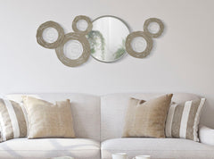 Panneau mural décoratif 3D en métal argenté avec miroir