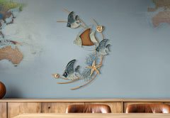 Panneau mural décoratif 3D paysage marin poissons colorés