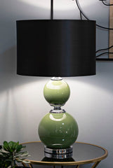 Lampe de table Eva Verre Vert et Velours Noir